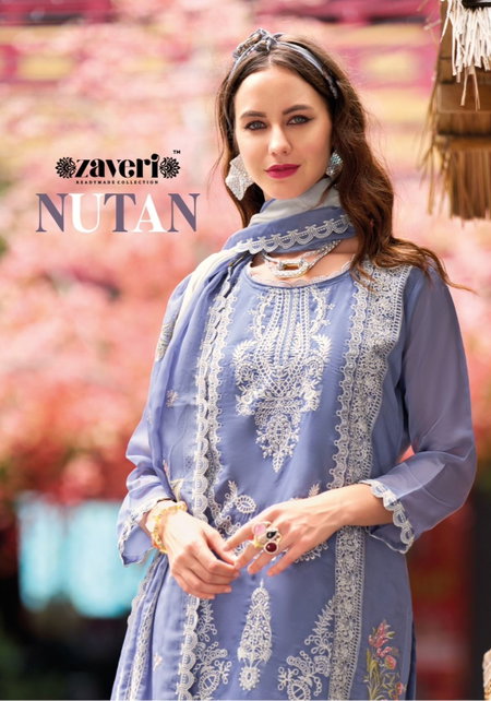 Nutan 1387 By Zaveri Organza Emboidery Online Readymade Suits Wholesale